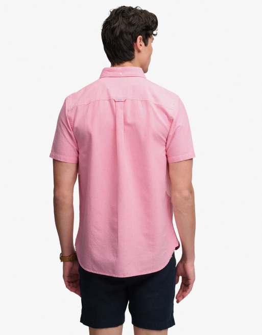 Superdry Preppy oxford short sleeve shirt in cali coral chambray, 2 of 5