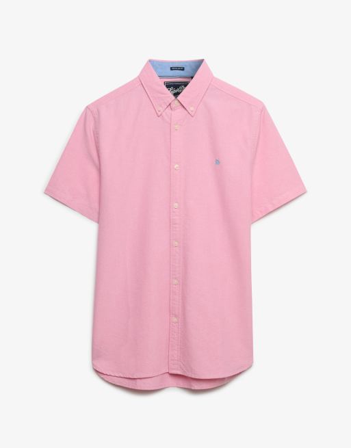 Superdry Preppy oxford short sleeve shirt in cali coral chambray, 5 of 5