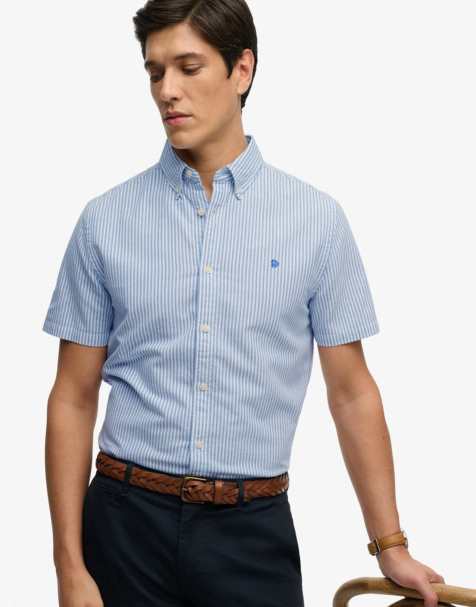 Superdry Preppy oxford short sleeve shirt in sky blue stripe