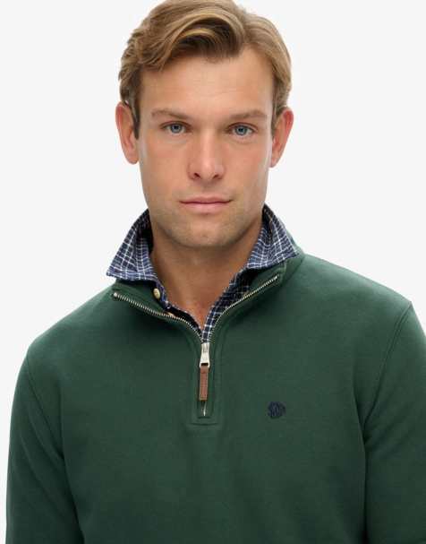 Superdry - Preppy - Pull à col zippé - Vert émail - view 1