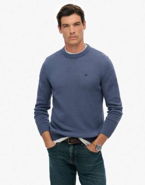 Superdry – Preppy – Pullover aus Baumwolle in zartem Marineblau - view 1