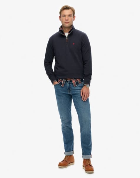 Superdry – Preppy – Pullover in sehr dunklem Marineblau mit kurzem Reißverschluss - view 1