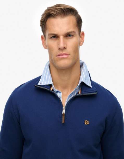 Superdry – Preppy – Pullover in Supermarine-Marineblau mit halblangem Reißverschluss - view 1