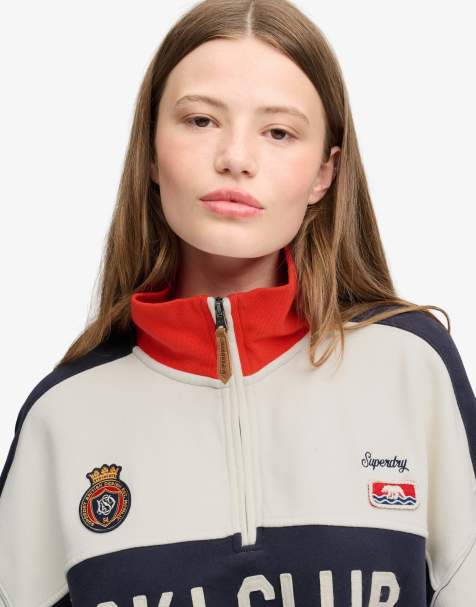 Superdry Preppy ski half zip in cream - view 1