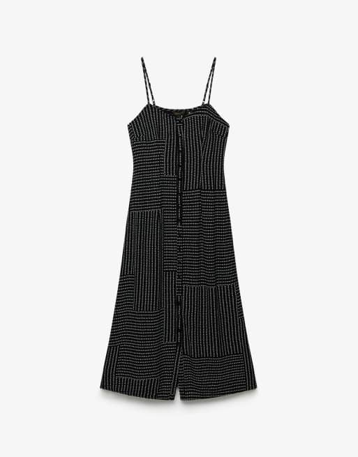 Superdry Print button down cami midi dress in black dot row print, 6 of 6