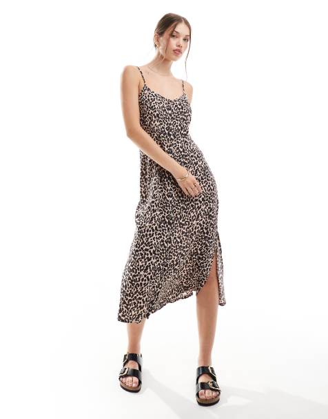 Superdry Printed button-up cami midi dress in pink leopard print - PINK - view 1