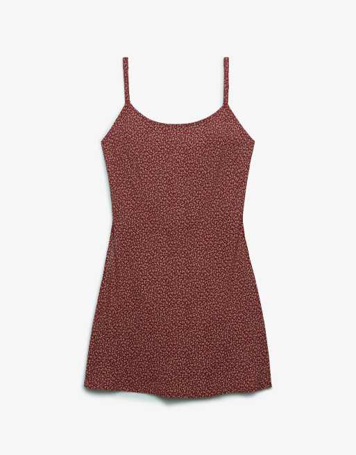Superdry Printed cami mini dress in bordeaux red mini roses, 7 of 7