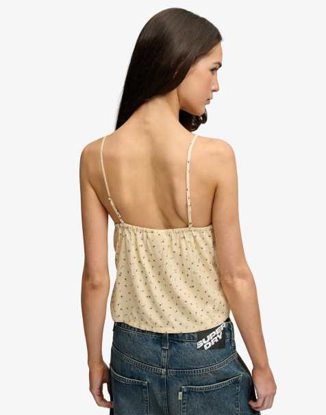 Superdry Printed cami top in meadow roses yellow - view 1