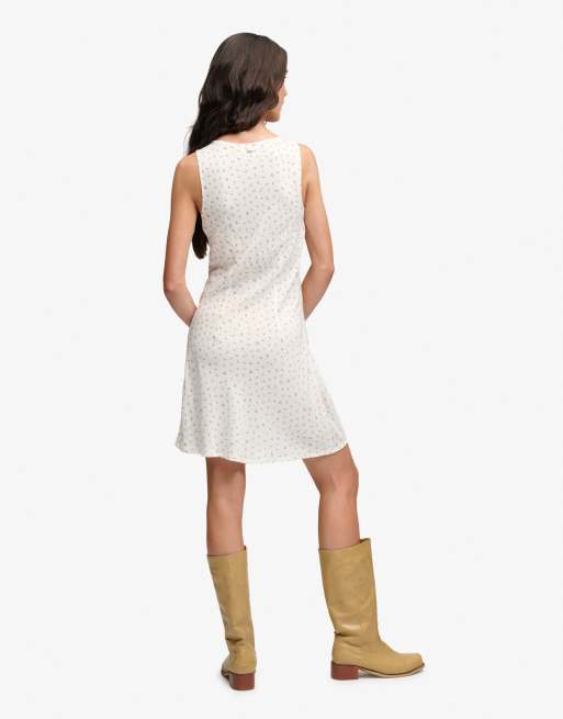 Superdry Printed sweetheart mini dress in meadow roses off white, 5 of 7