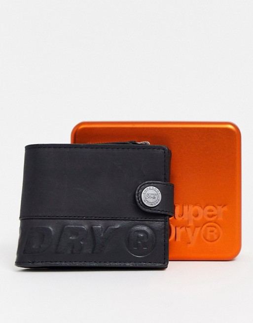 Superdry Profile leather wallet in black