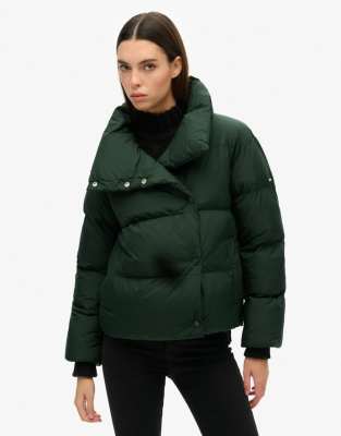 Superdry - Puffer-Kurzmantel in Tannengrün