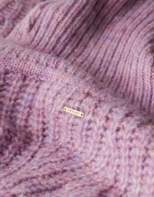 Superdry - Pull à encolure souple en maille côtelée effet brossé - Rose cendré, 2 de 5