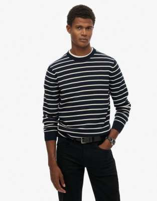 Superdry - Pull à rayures marinière - Bleu marine