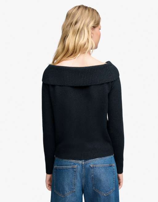 Superdry pull en maille Bardot bleu marine eclipse, 2 de 6