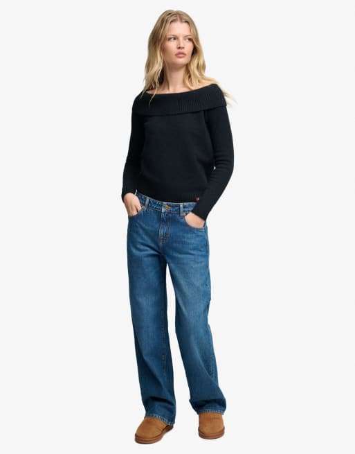Superdry pull en maille Bardot bleu marine eclipse, 4 de 6