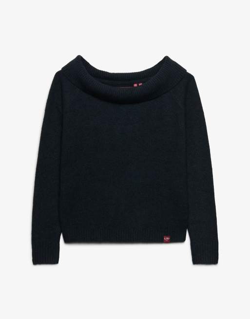 Superdry pull en maille Bardot bleu marine eclipse, 6 de 6