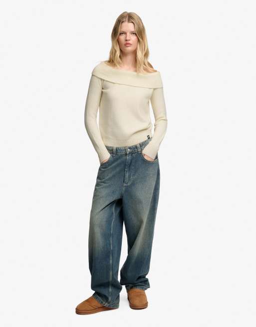 Superdry pull en maille Bardot, Desert Bone blanc cassé, 4 de 7