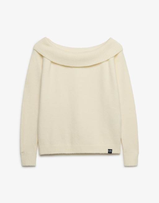 Superdry pull en maille Bardot, Desert Bone blanc cassé, 7 de 7
