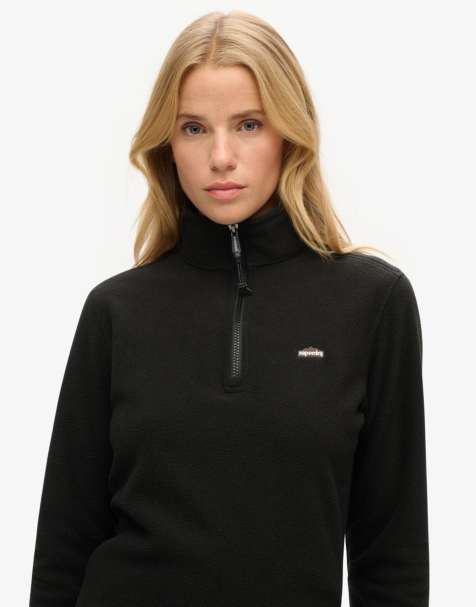 Superdry - Pull en polaire à fermeture éclair - Noir - view 1