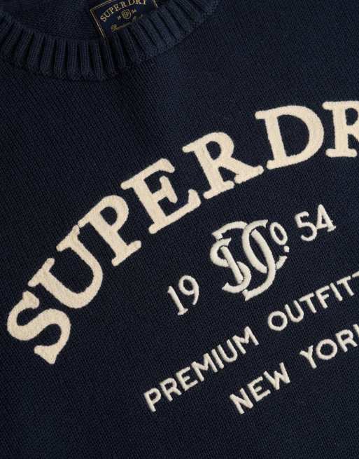 Superdry pull graphique Heritage en bleu marine eclipse/écru, 5 de 6