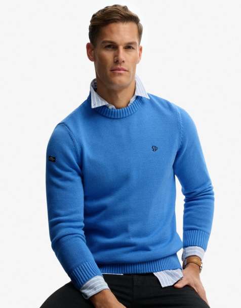Superdry - Pull preppy en coton - Bleu océan intense - view 1
