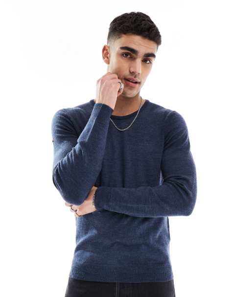 Superdry - Pull ras de cou en laine mérinos - Bleu marine profond - view 1