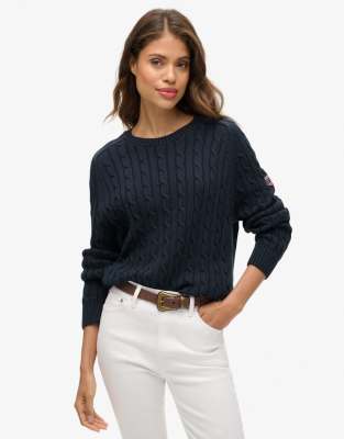 Pull souple en maille torsadée - Bleu marine profond 44