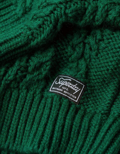 Superdry - Pull vintage en maille torsadée avec col montant - Vert pin, 2 de 6