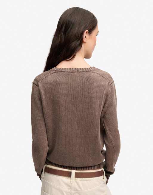 Superdry Pullover mit V-Ausschnitt in Dunkelbraun, 2 von 4