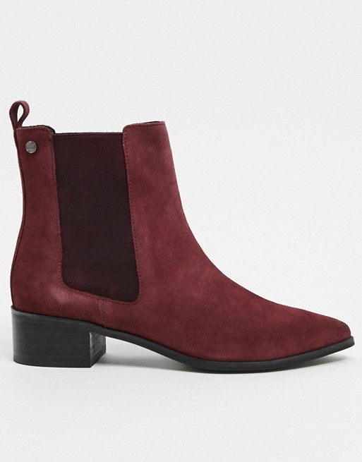 Superdry quinn high chelsea boots in oxblood suede