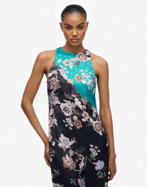 Superdry Racer jacquard maxi dress in eriko teal floral - view 1