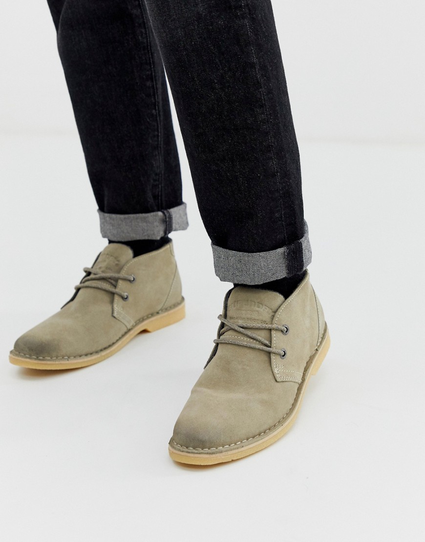 Superdry Rallie leather desert boots in stone