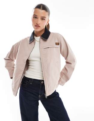 Superdry - Rancherjacke in Rehbraun mit Cord-Kragen-Rosa