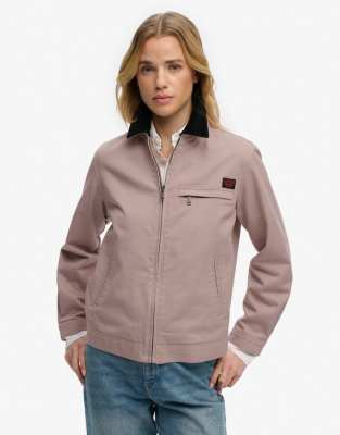 Superdry - Rancherjacke in Rehbraun mit Cord-Kragen-Rosa