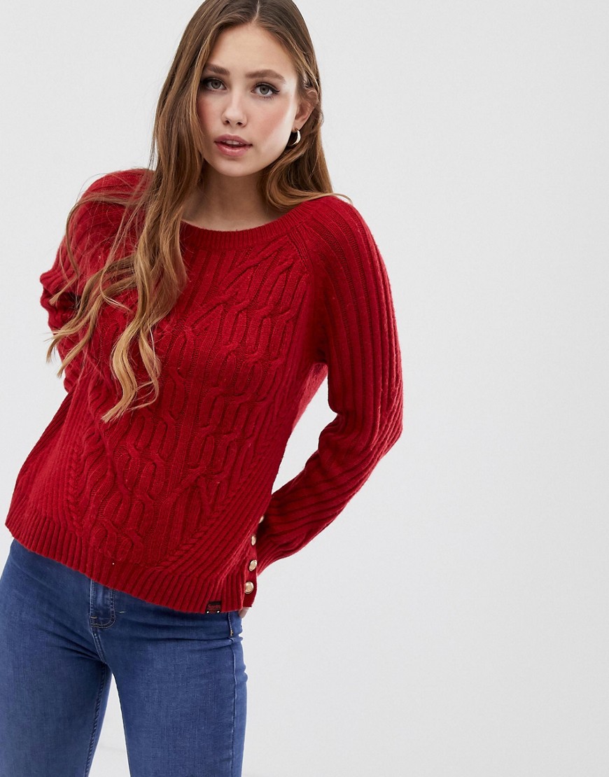 Superdry red cable knit sweater