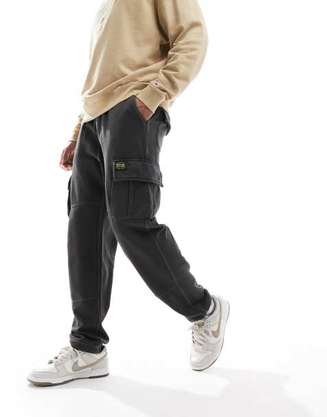 Superdry Relaxed cargo joggers in washed black - view 1