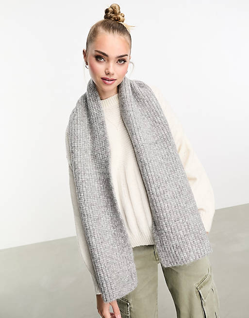 Superdry rib knit scarf in Grey Marl | ASOS