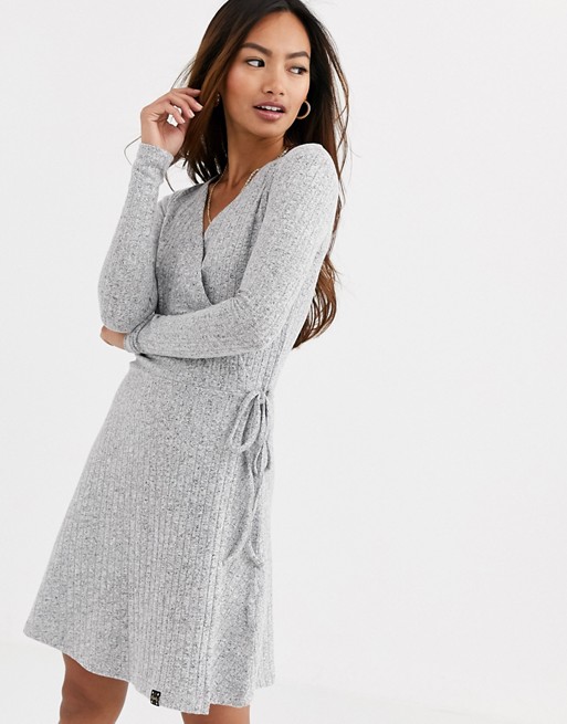 Superdry ribbed wrap dress