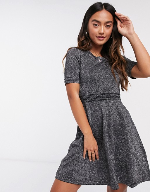 Superdry Riley Fit & Flare Knitted Dress in Grey