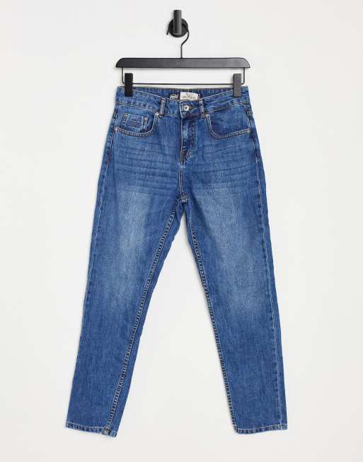 Superdry - Riley - Girlfriend jeans in middenblauw