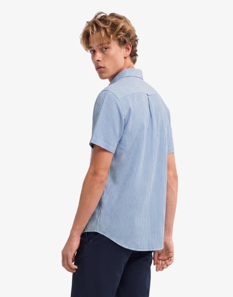 Superdry - Riviera - Chemise en lin à manches courtes et rayures - Bleu et craie - view 1