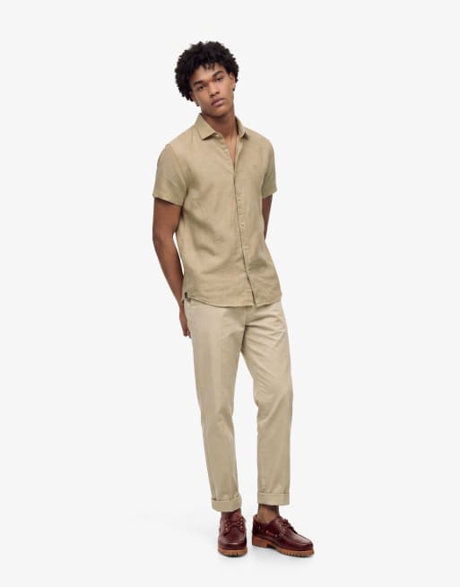 Superdry - Riviera - Chemise en lin mélangé à manches courtes - Chambray fauve, 3 de 6