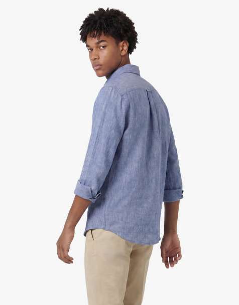 Superdry - Riviera - Chemise en lin mélangé à manches longues - Bleu français chambray - view 1