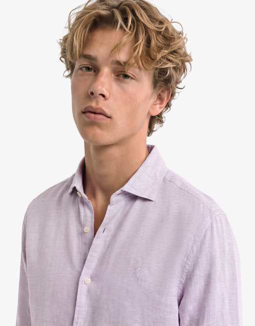 Superdry - Riviera - Chemise en lin mélangé à manches longues - Lilas chambray, 3 de 6