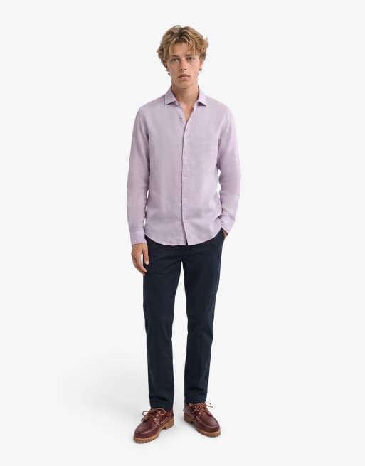 Superdry - Riviera - Chemise en lin mélangé à manches longues - Lilas chambray, 4 de 6