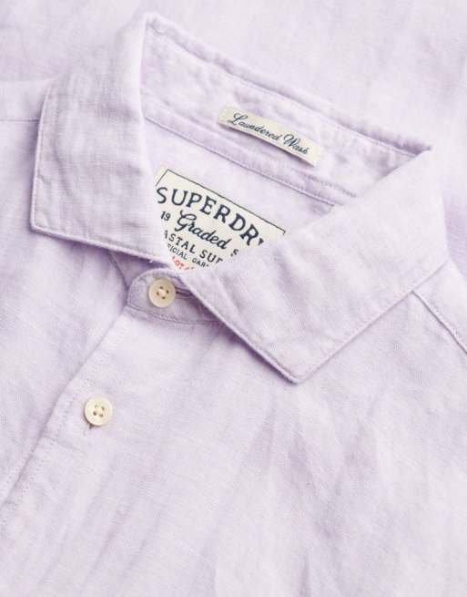 Superdry - Riviera - Chemise en lin mélangé à manches longues - Lilas chambray, 5 de 6