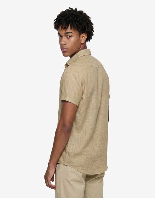 Superdry – Riviera – Kurzärmliges Hemd aus Leinen-Chambray in Hellbraun, 2 von 6