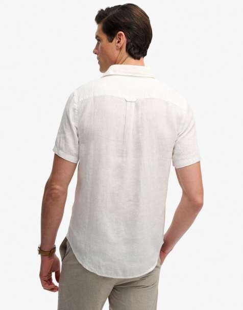 Superdry Riviera short sleeve linen shirt in optic - view 1