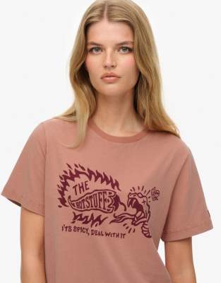 Superdry - Roadside Trade - Locker geschnittenes T-Shirt in Asch-Rosé-Rosa