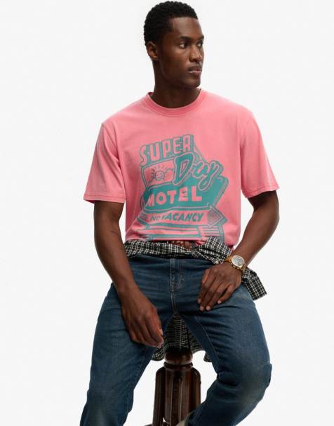 Superdry Roadside trade loose t-shirt in desert rose pink - view 1